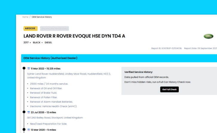 service history check